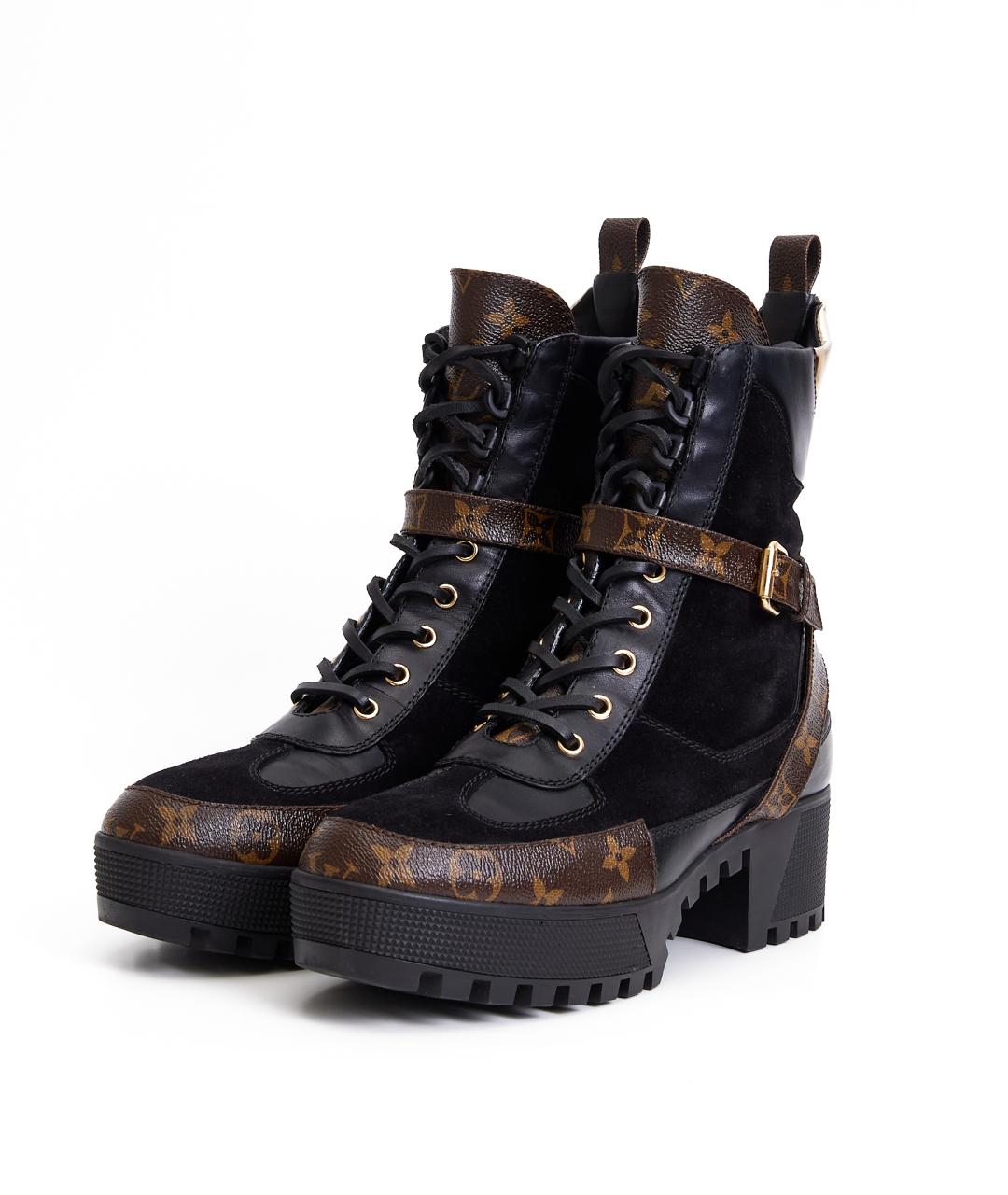 LOUIS VUITTON Черные кожаные ботильоны, фото 2