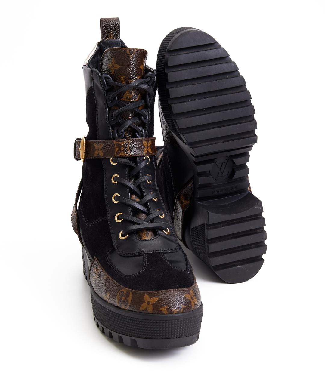 LOUIS VUITTON Черные кожаные ботильоны, фото 7