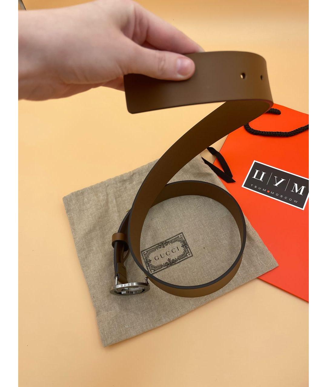 GUCCI Горчичный кожаный ремень, фото 5