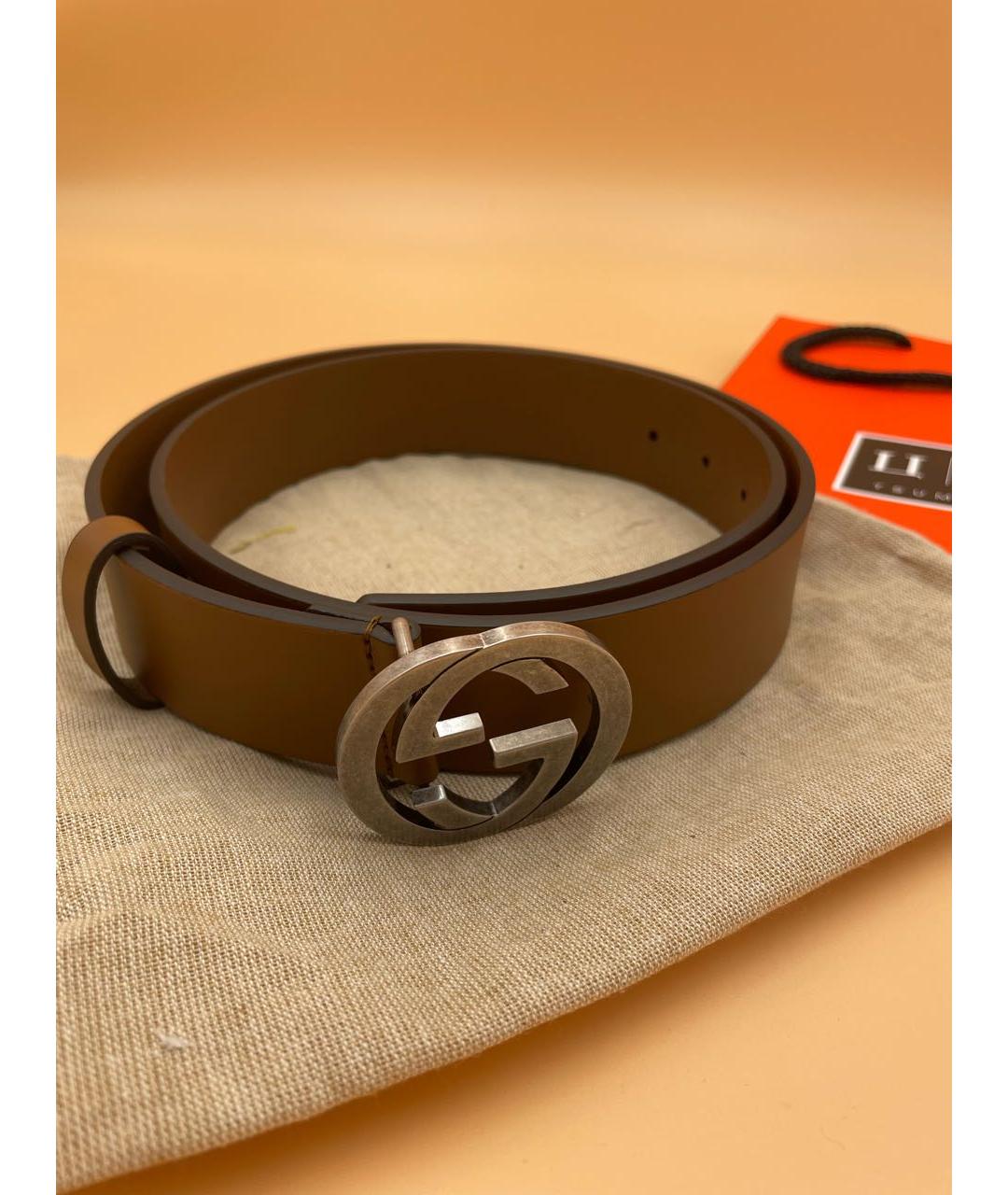 GUCCI Горчичный кожаный ремень, фото 3