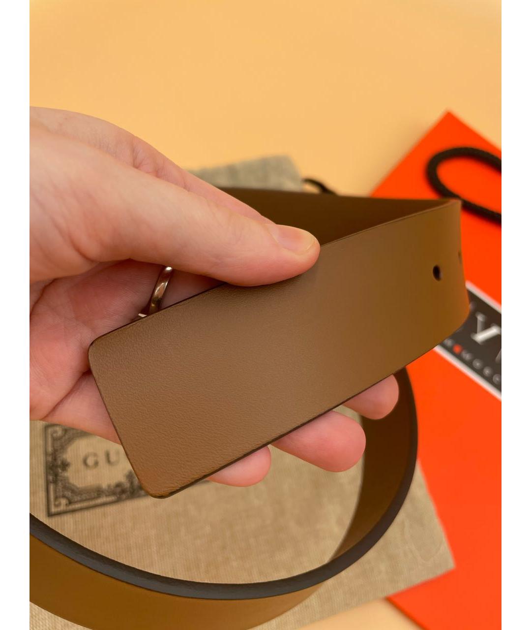 GUCCI Горчичный кожаный ремень, фото 6