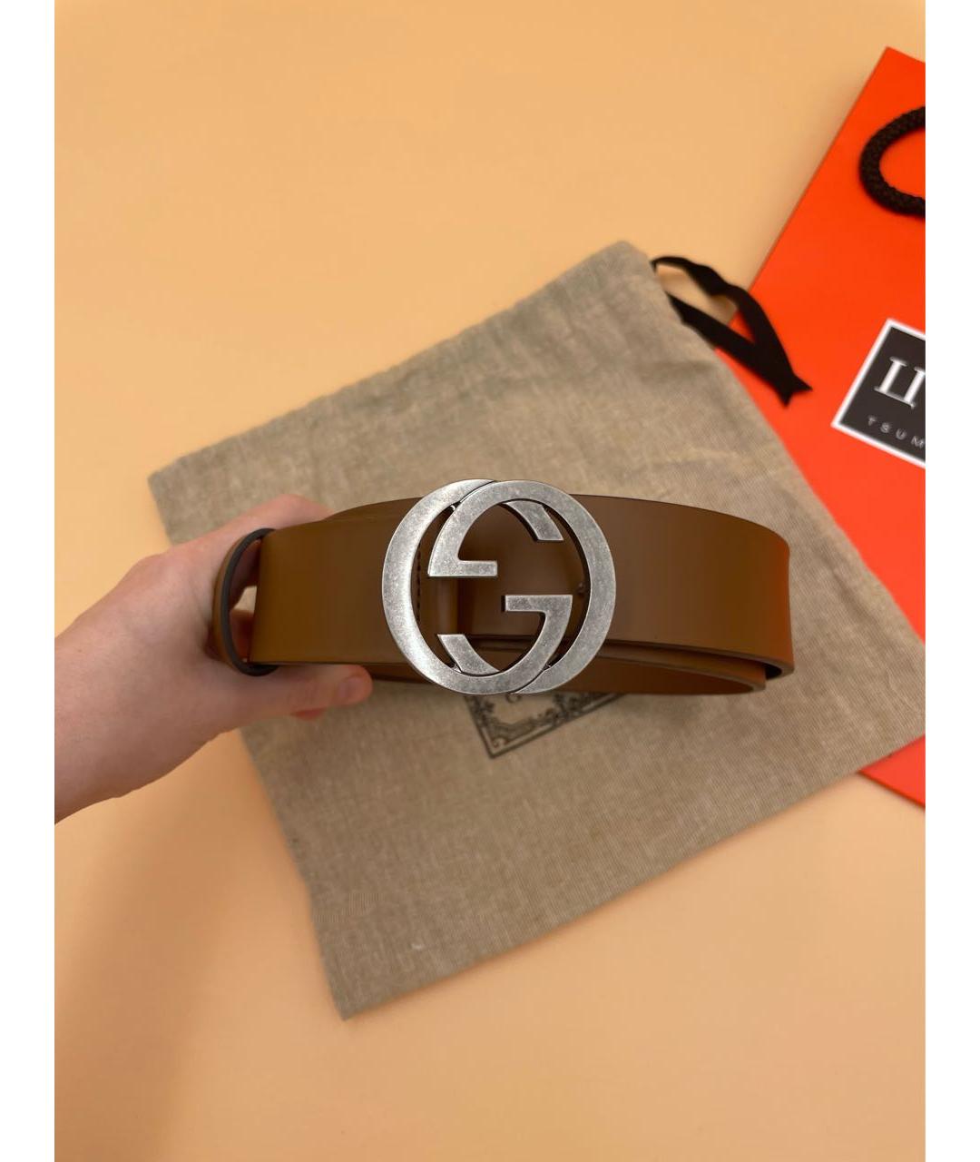 GUCCI Горчичный кожаный ремень, фото 9