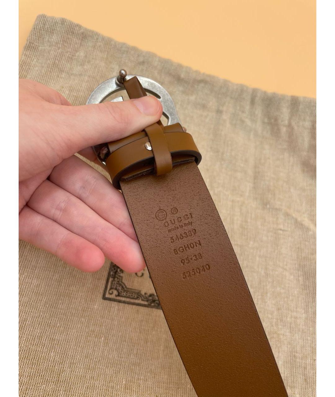GUCCI Горчичный кожаный ремень, фото 7