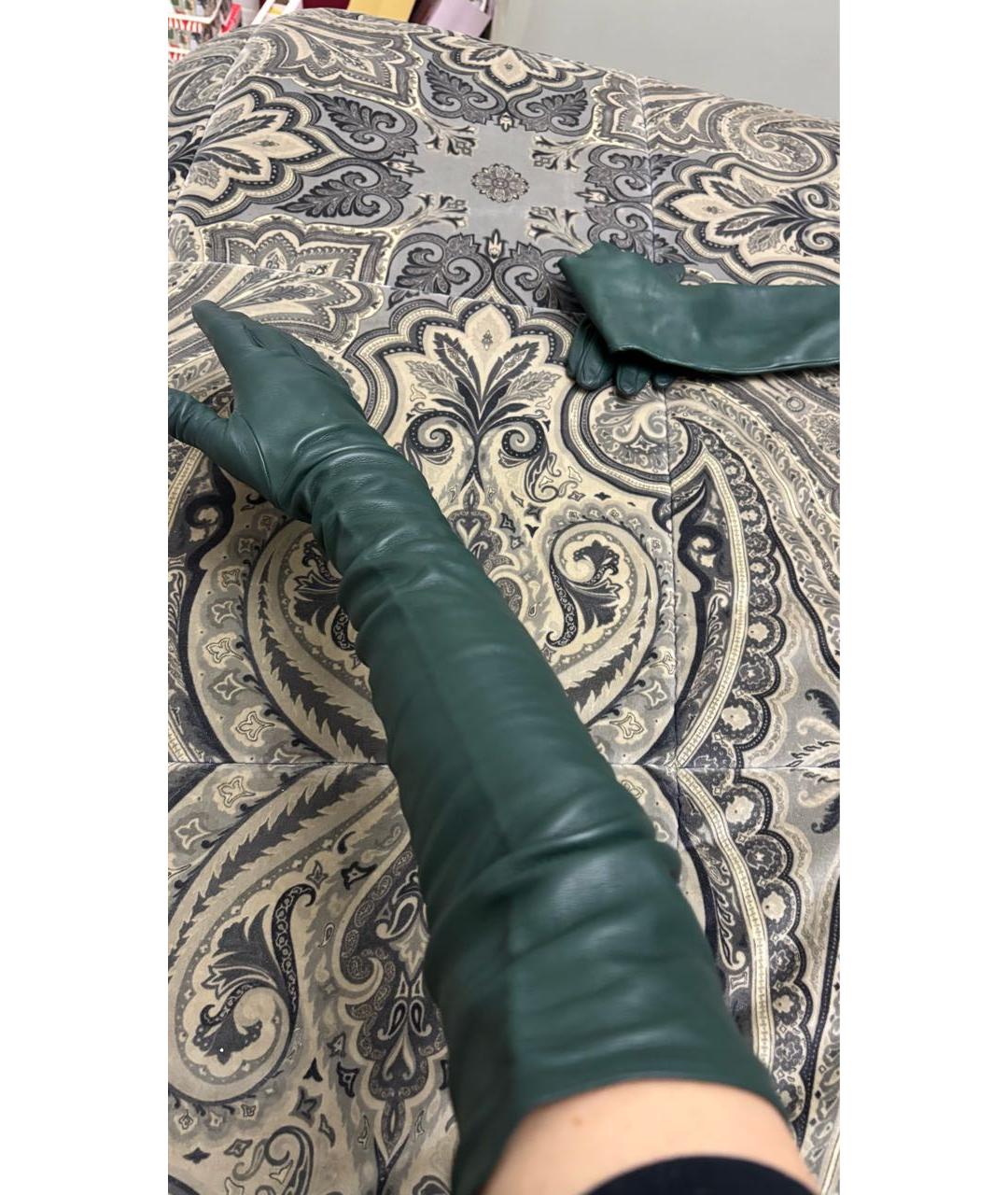 ETRO Зеленые кожаные перчатки, фото 4