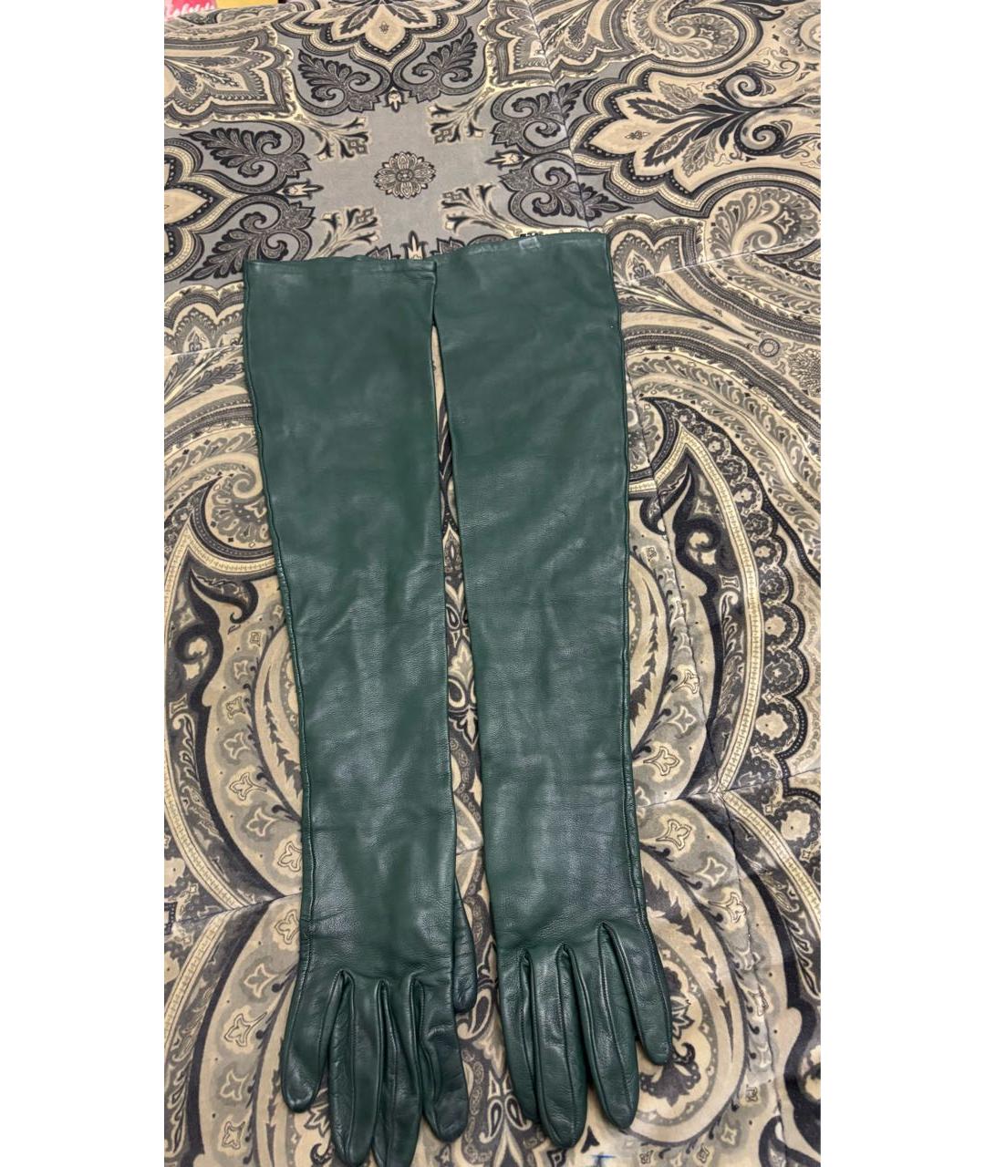 ETRO Зеленые кожаные перчатки, фото 5