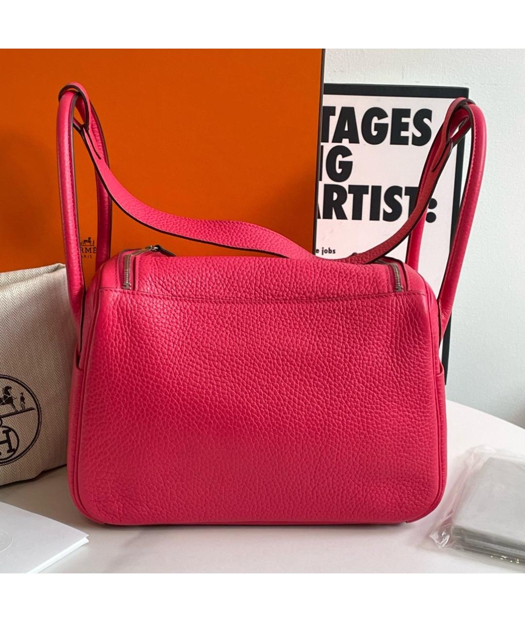 HERMES Розовая кожаная сумка через плечо, фото 3