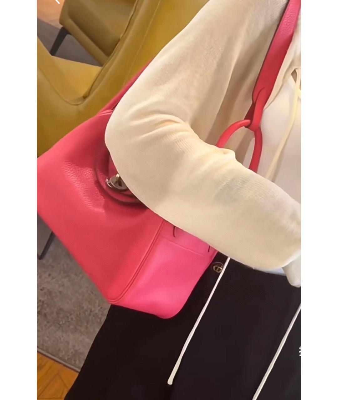 HERMES Розовая кожаная сумка через плечо, фото 9