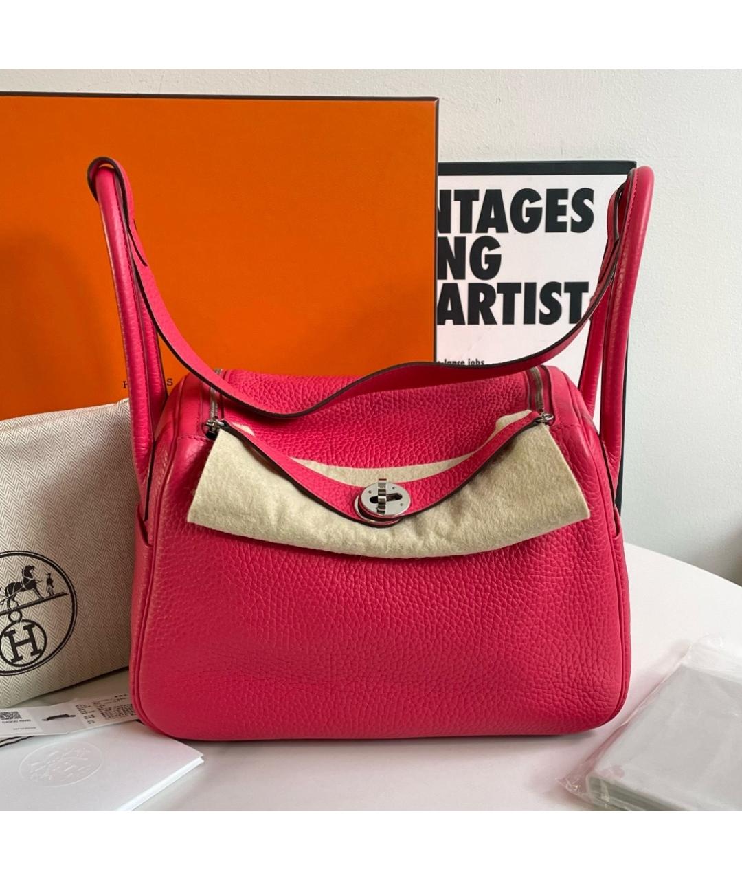 HERMES Розовая кожаная сумка через плечо, фото 10