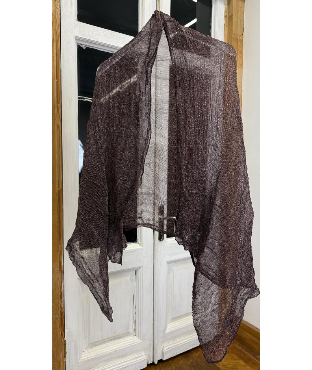 JIL SANDER Коричневый шелковый шарф, фото 6