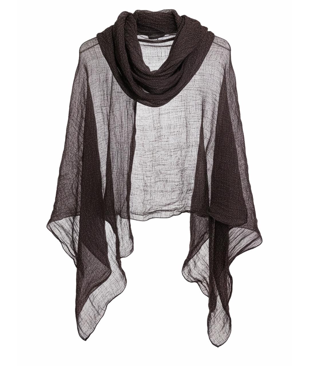 JIL SANDER Коричневый шелковый шарф, фото 1