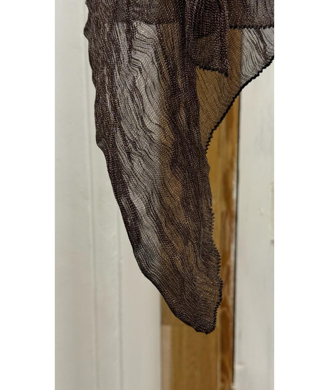 JIL SANDER Коричневый шелковый шарф, фото 4