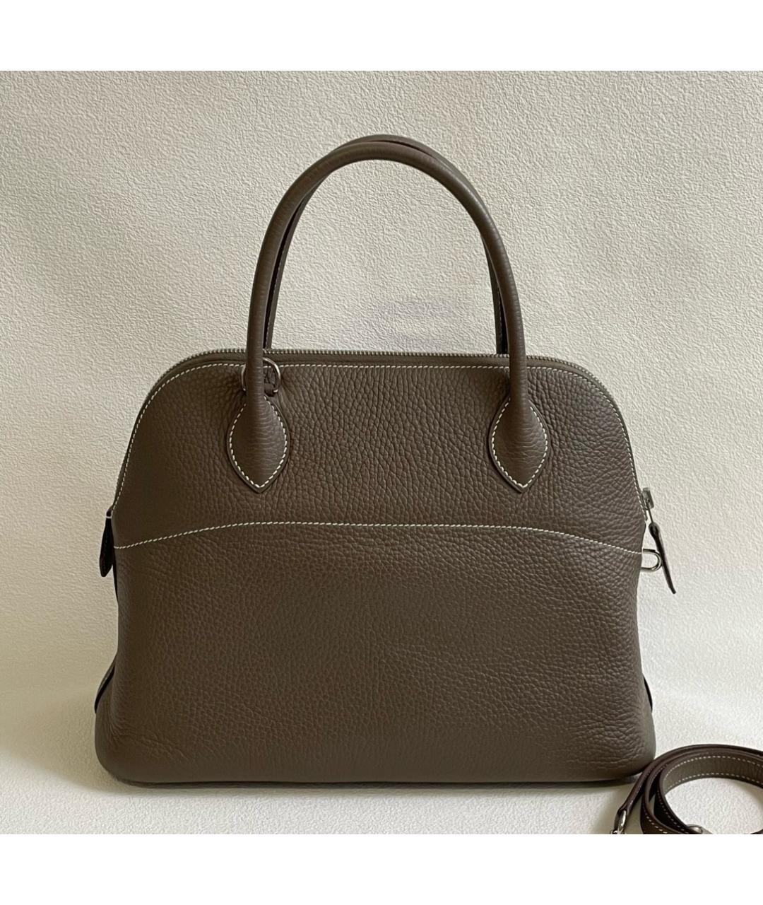 HERMES Серая кожаная сумка через плечо, фото 3