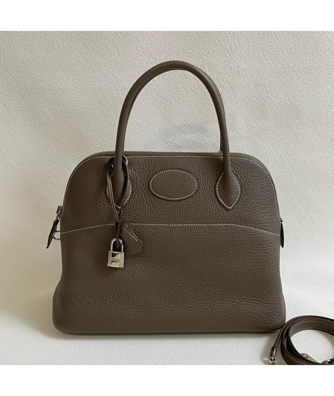 HERMES Серая кожаная сумка через плечо, фото 8