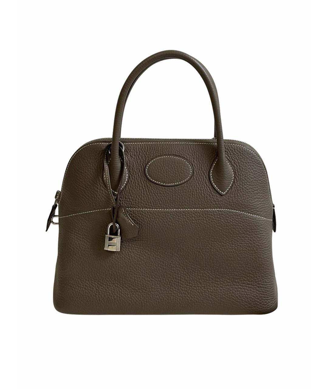 HERMES Серая кожаная сумка через плечо, фото 9