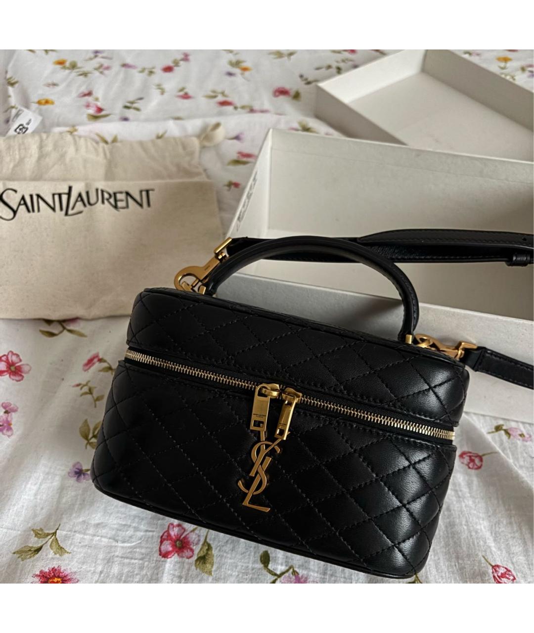 SAINT LAURENT Черная кожаная сумка через плечо, фото 2