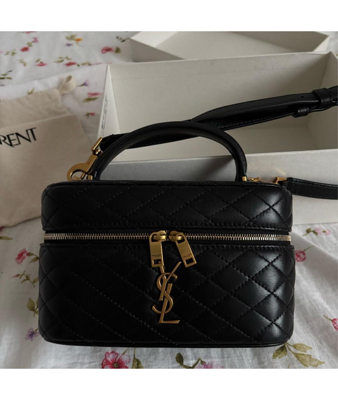 SAINT LAURENT Черная кожаная сумка через плечо, фото 3