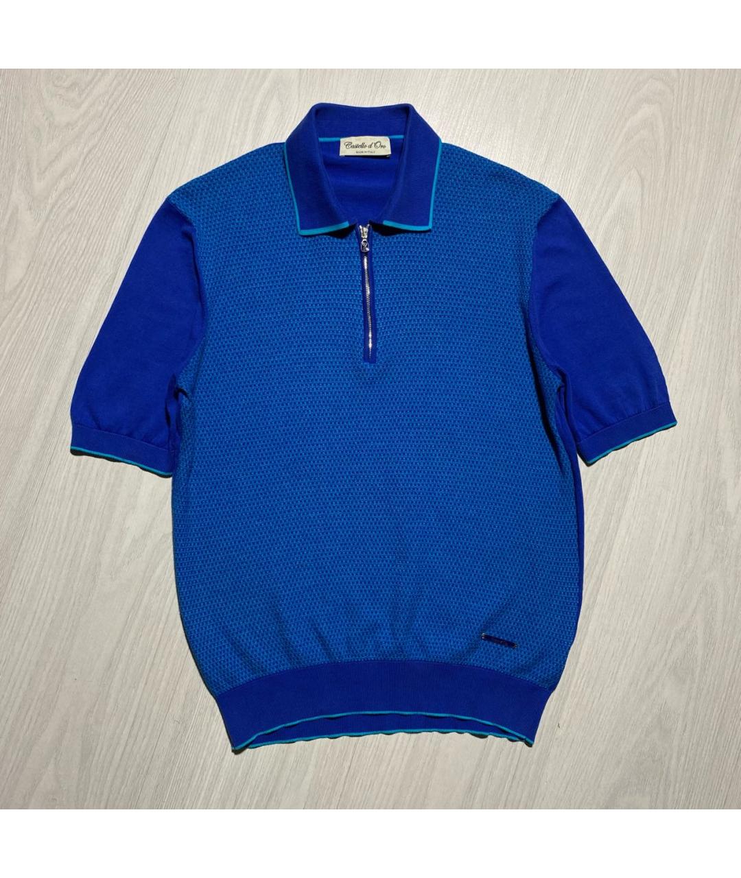 Castello d'Oro Синее хлопковое поло с коротким рукавом, фото 6
