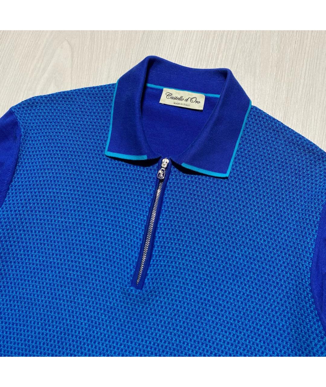 Castello d'Oro Синее хлопковое поло с коротким рукавом, фото 4