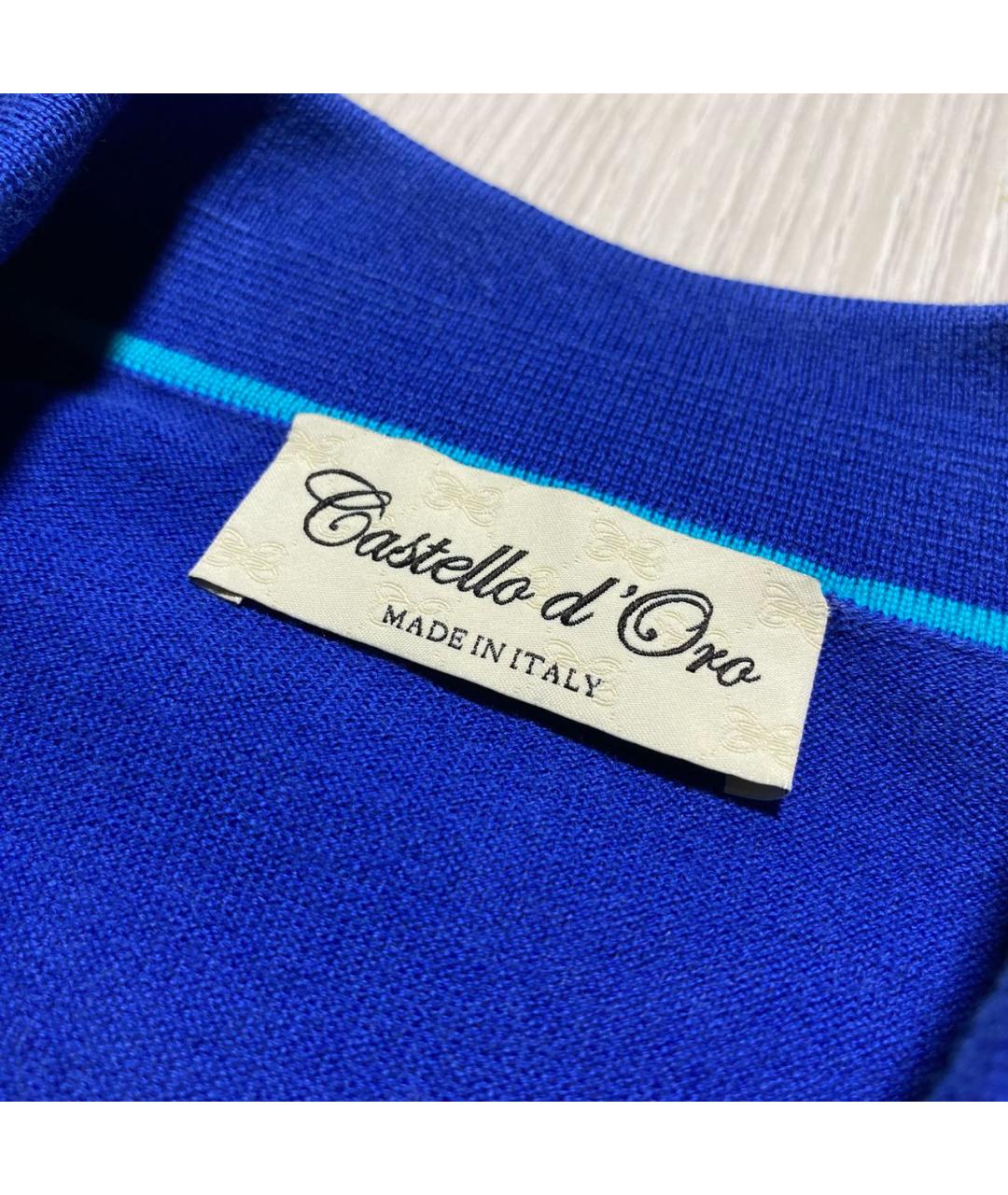 Castello d'Oro Синее хлопковое поло с коротким рукавом, фото 5