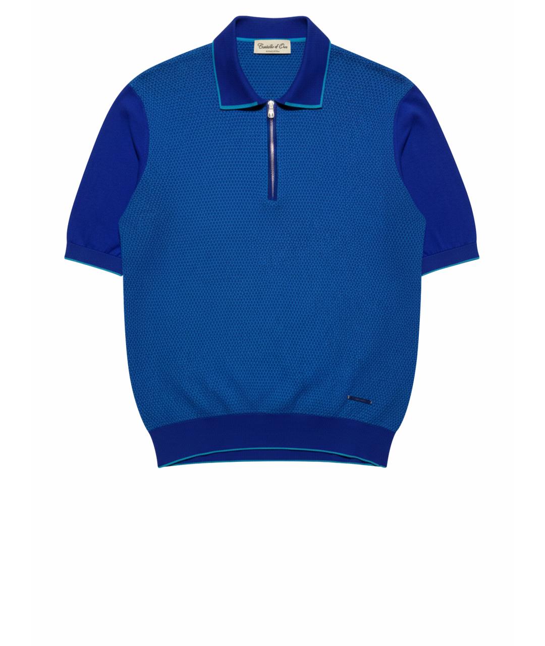 Castello d'Oro Синее хлопковое поло с коротким рукавом, фото 1