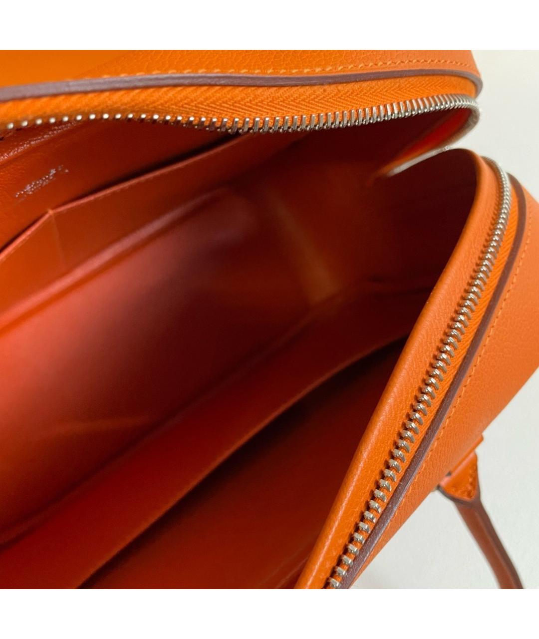 HERMES Оранжевая кожаная сумка с короткими ручками, фото 7