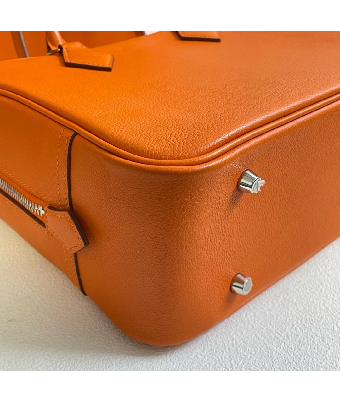HERMES Оранжевая кожаная сумка с короткими ручками, фото 5