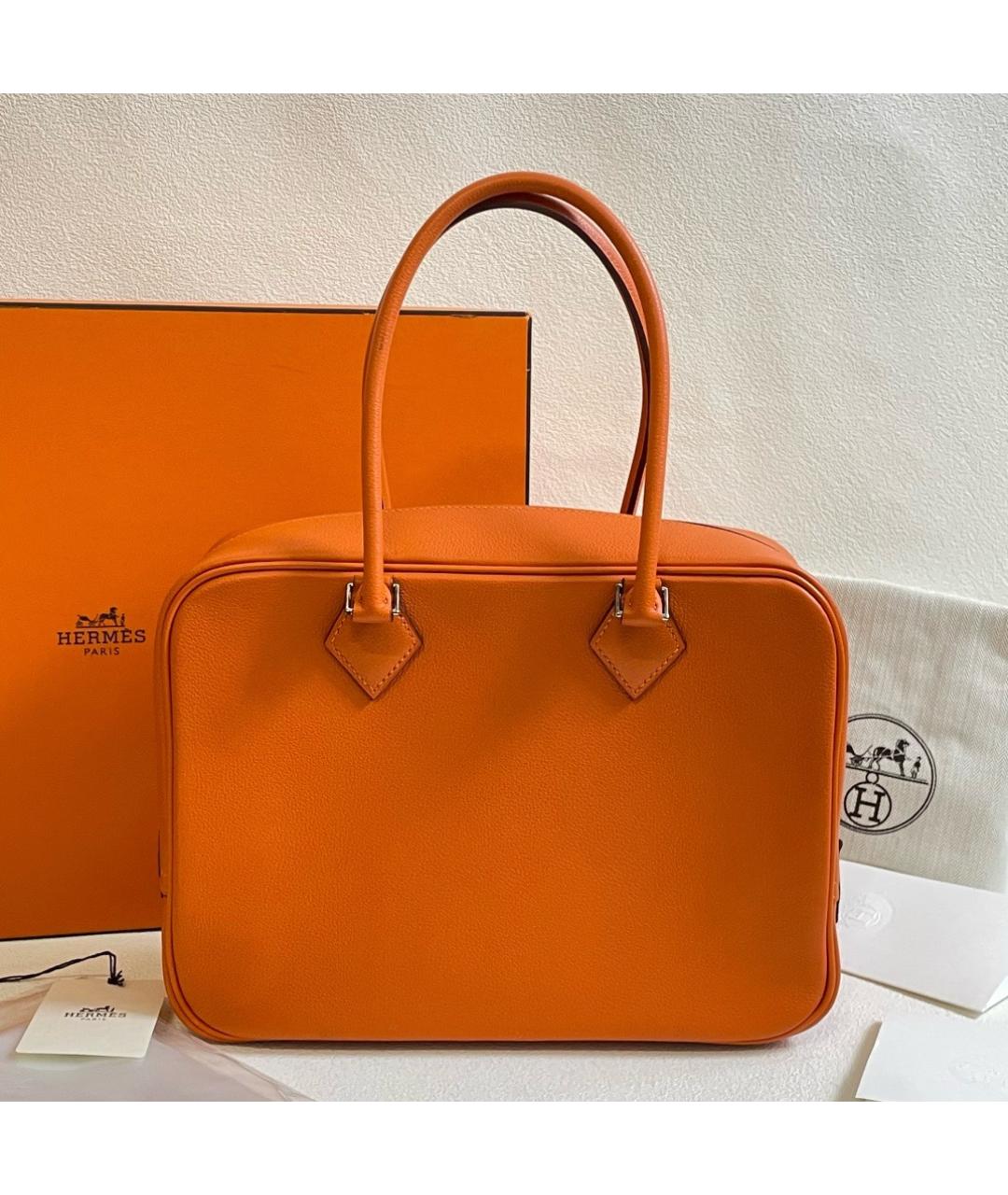 HERMES Оранжевая кожаная сумка с короткими ручками, фото 8