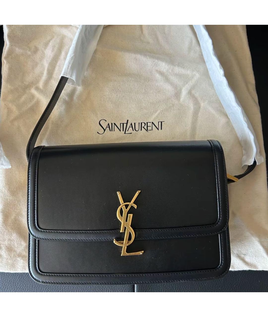 SAINT LAURENT Черная кожаная сумка через плечо, фото 2