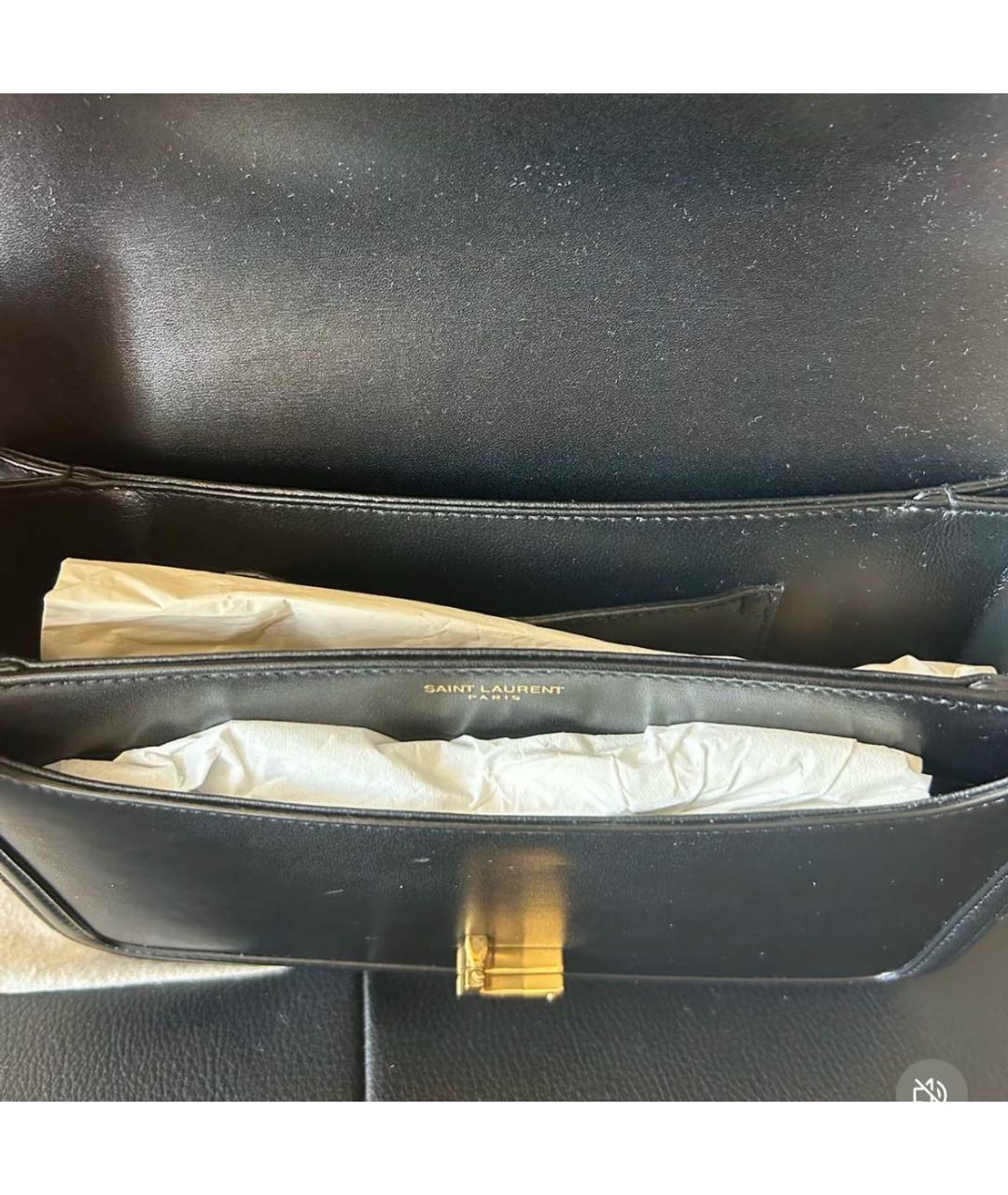 SAINT LAURENT Черная кожаная сумка через плечо, фото 4
