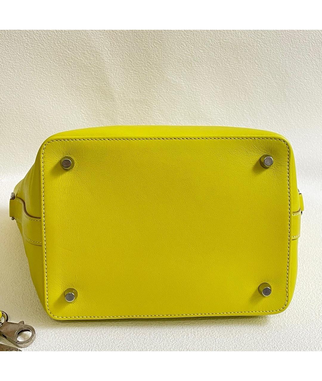 HERMES Желтая кожаная сумка с короткими ручками, фото 4