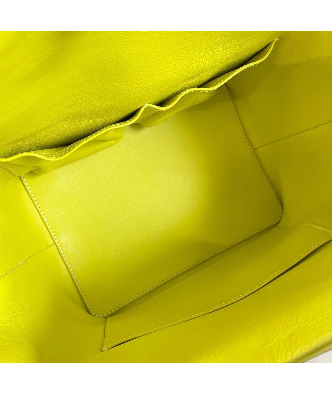 HERMES Желтая кожаная сумка с короткими ручками, фото 7