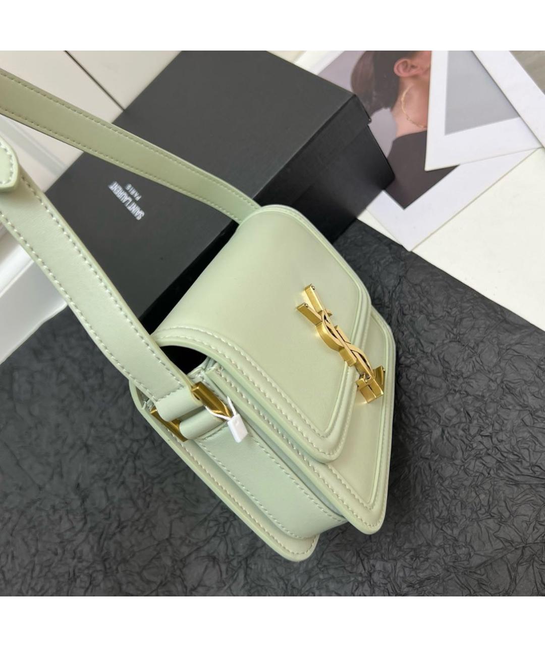 SAINT LAURENT Зеленая кожаная сумка через плечо, фото 3