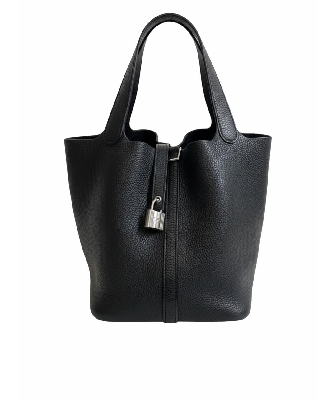 HERMES Черная кожаная сумка тоут, фото 1