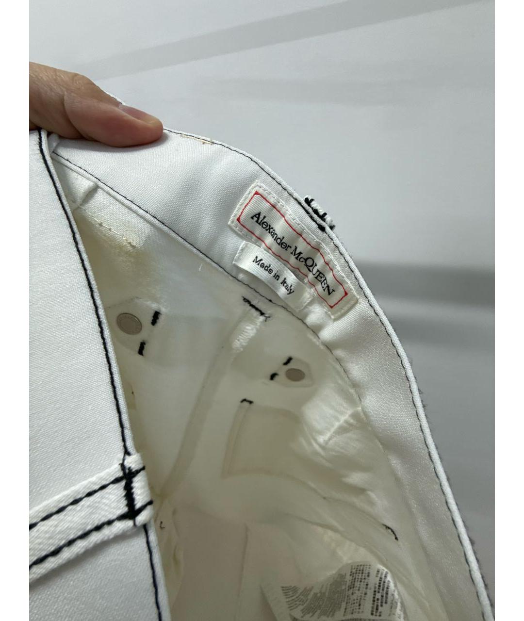 ALEXANDER MCQUEEN Белые хлопко-полиэстеровые прямые джинсы, фото 3