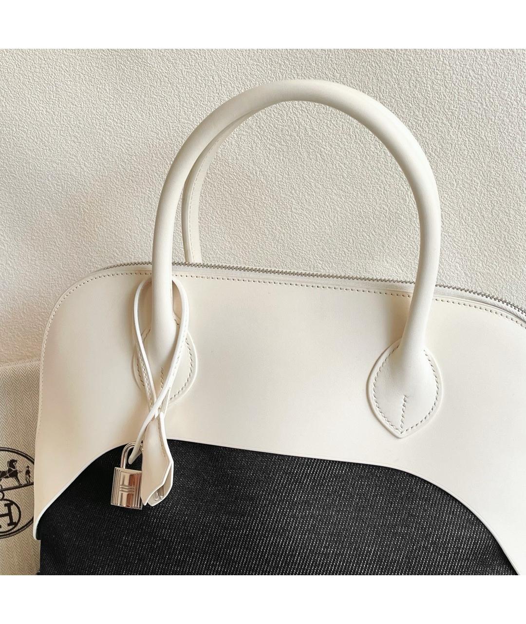 HERMES Черная деним сумка с короткими ручками, фото 2