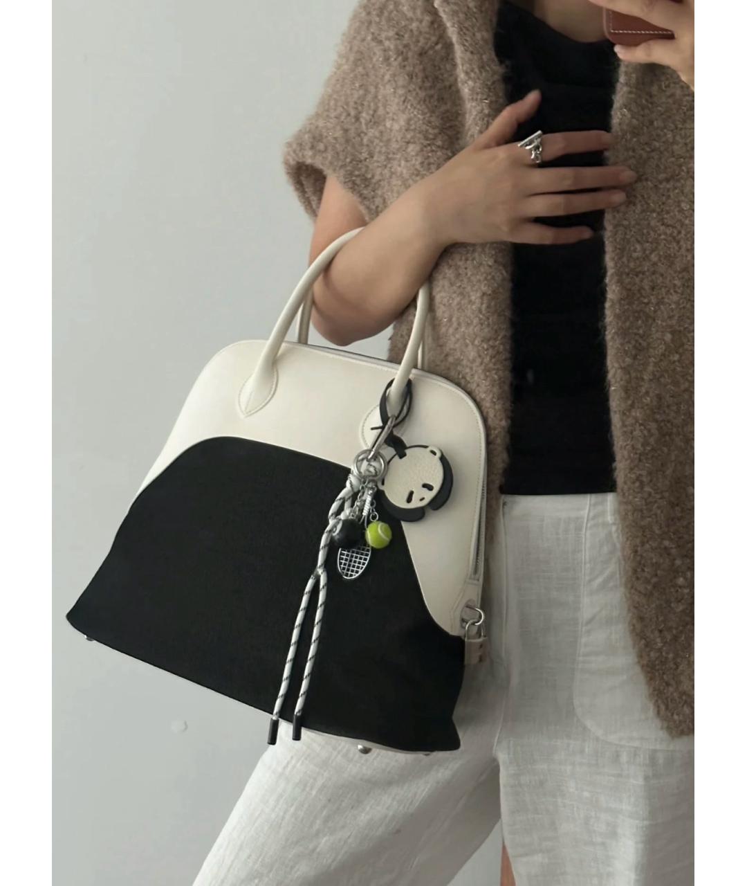 HERMES Черная деним сумка с короткими ручками, фото 9