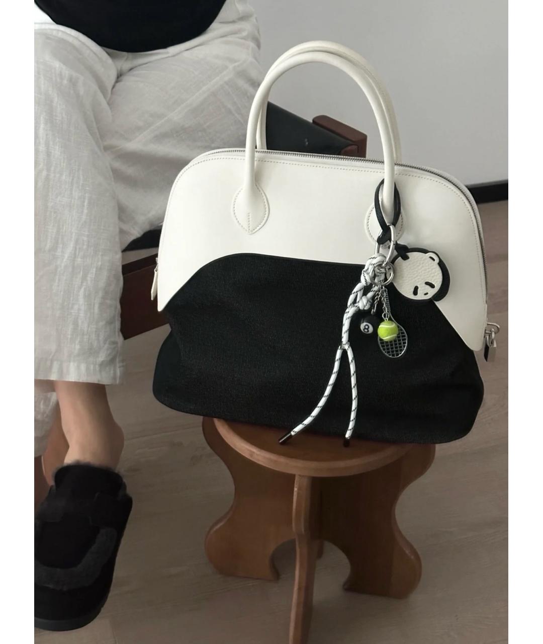 HERMES Черная деним сумка с короткими ручками, фото 8