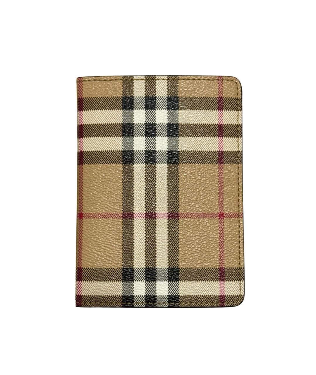 BURBERRY Бежевый кожаный кардхолдер, фото 1