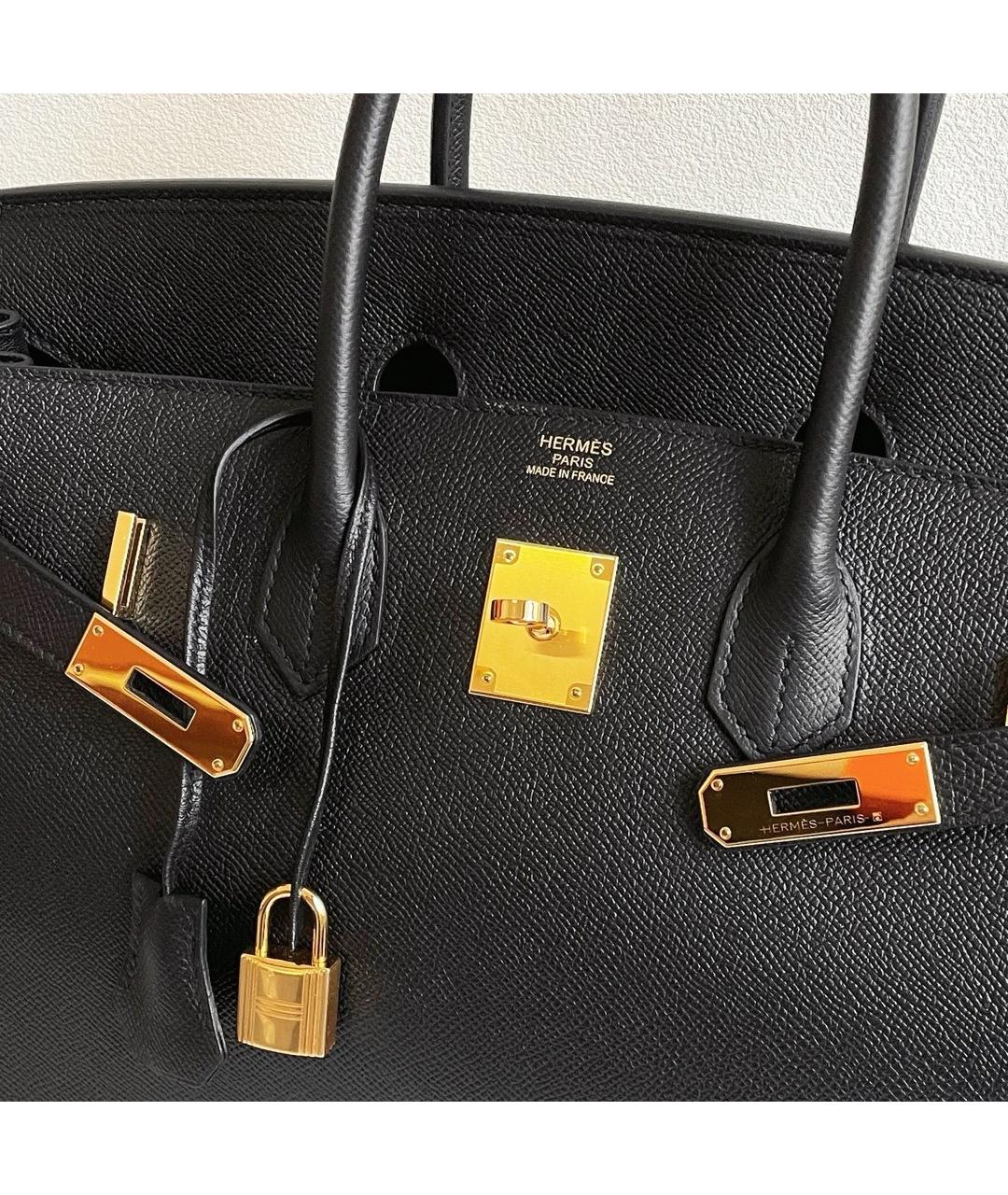 HERMES Черная кожаная сумка с короткими ручками, фото 7