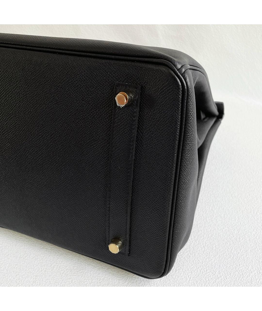 HERMES Черная кожаная сумка с короткими ручками, фото 6