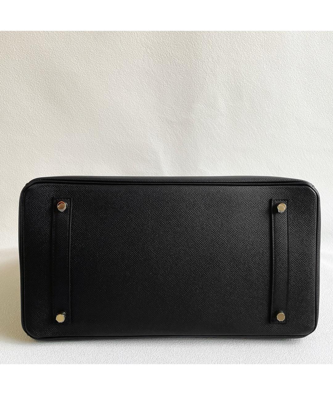 HERMES Черная кожаная сумка с короткими ручками, фото 4