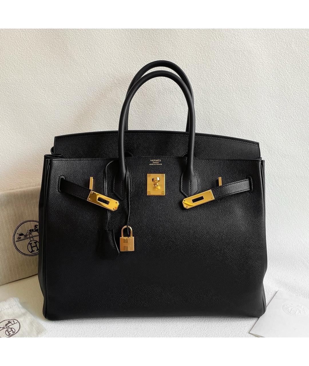 HERMES Черная кожаная сумка с короткими ручками, фото 10