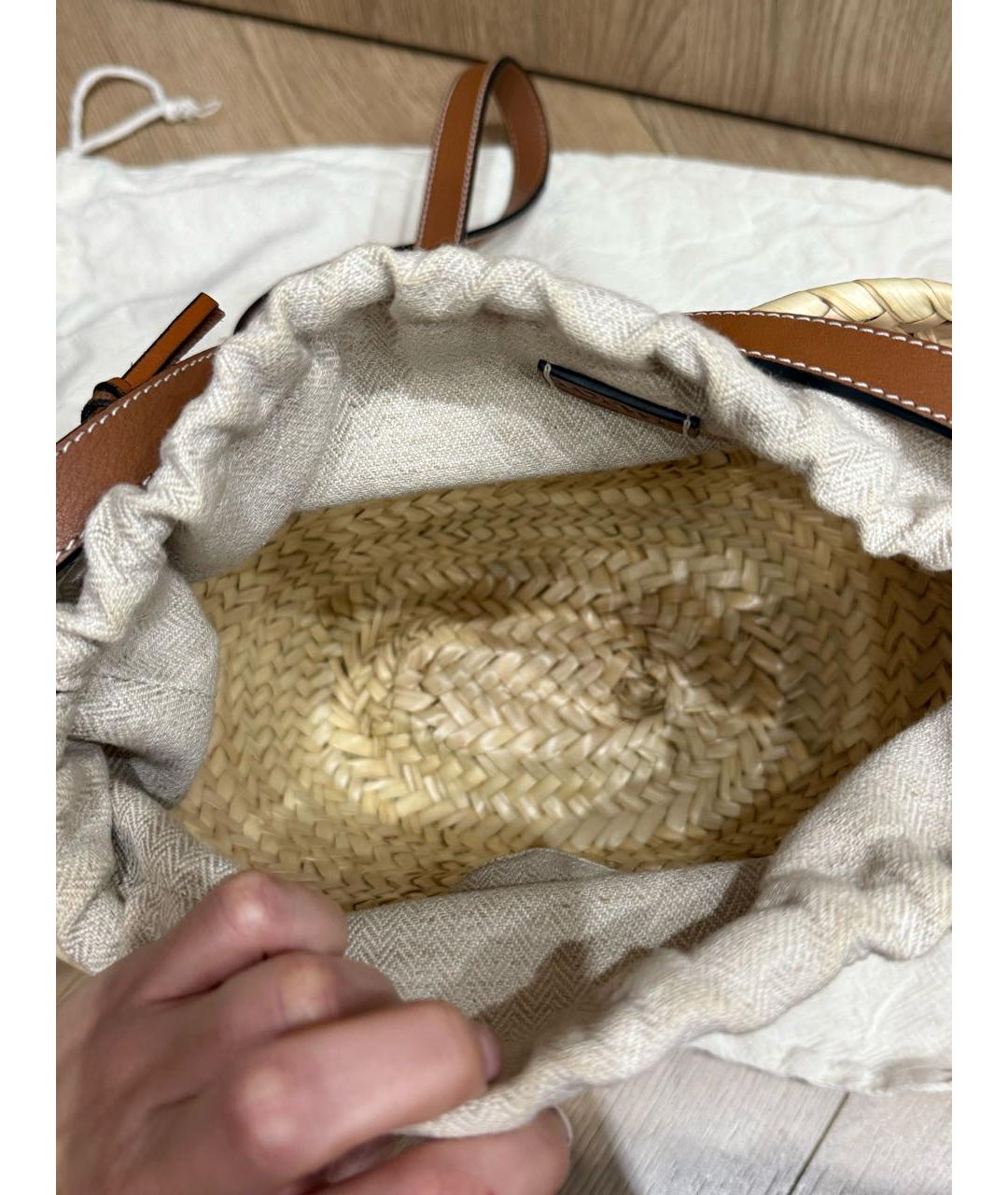 LOEWE Бежевая пелетеная пляжная сумка, фото 4