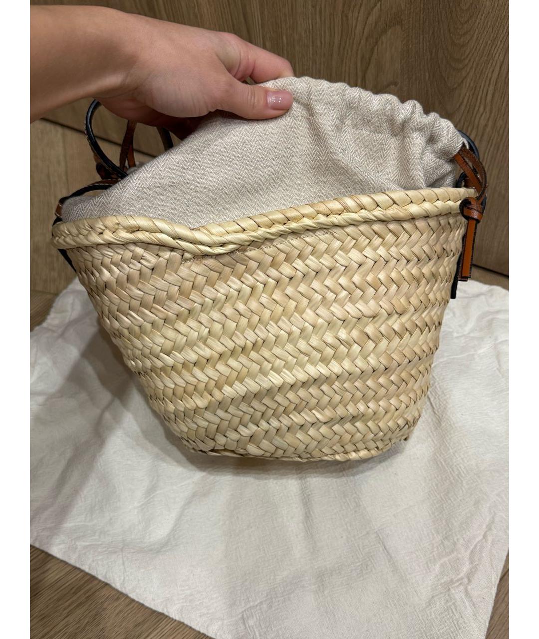 LOEWE Бежевая пелетеная пляжная сумка, фото 3