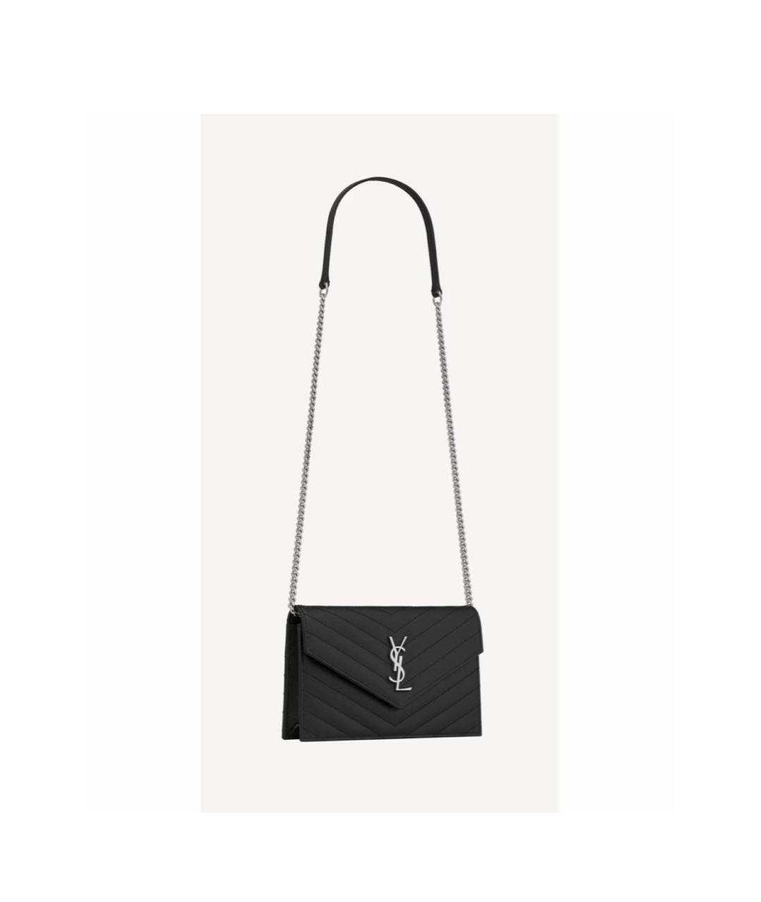SAINT LAURENT Черная кожаная сумка через плечо, фото 2
