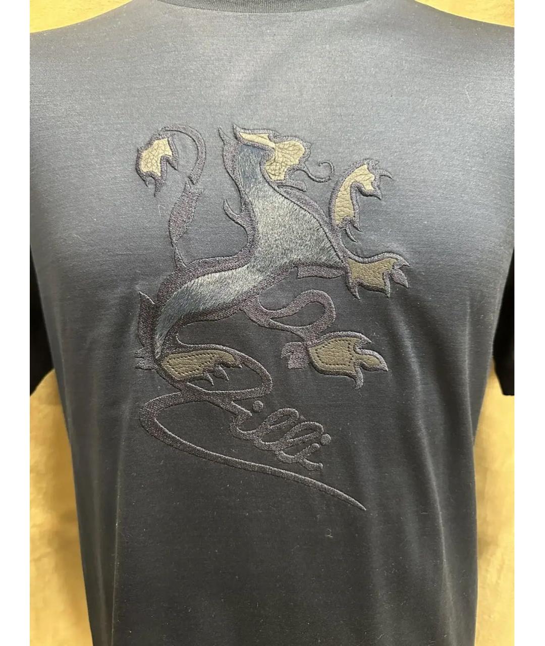 ZILLI Темно-синяя хлопковая футболка, фото 5