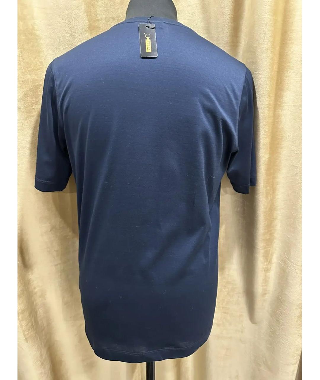 ZILLI Темно-синяя хлопковая футболка, фото 2