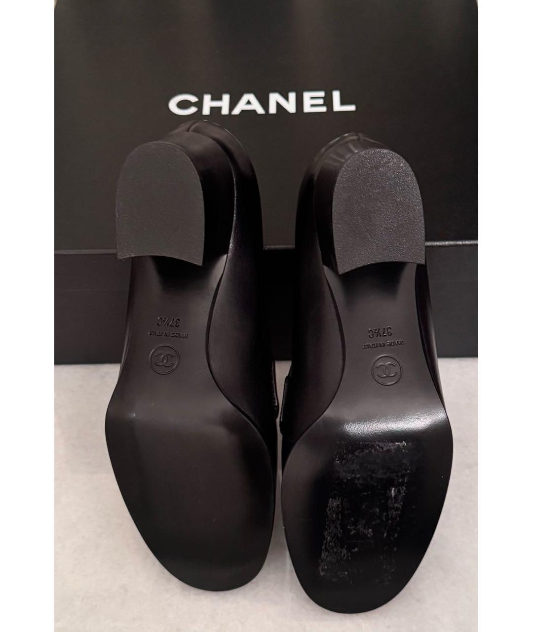 CHANEL Черные кожаные туфли, фото 6
