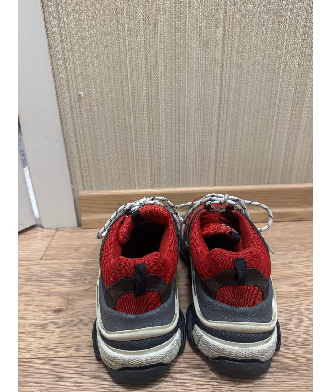 BALENCIAGA Красные текстильные низкие кроссовки / кеды, фото 4