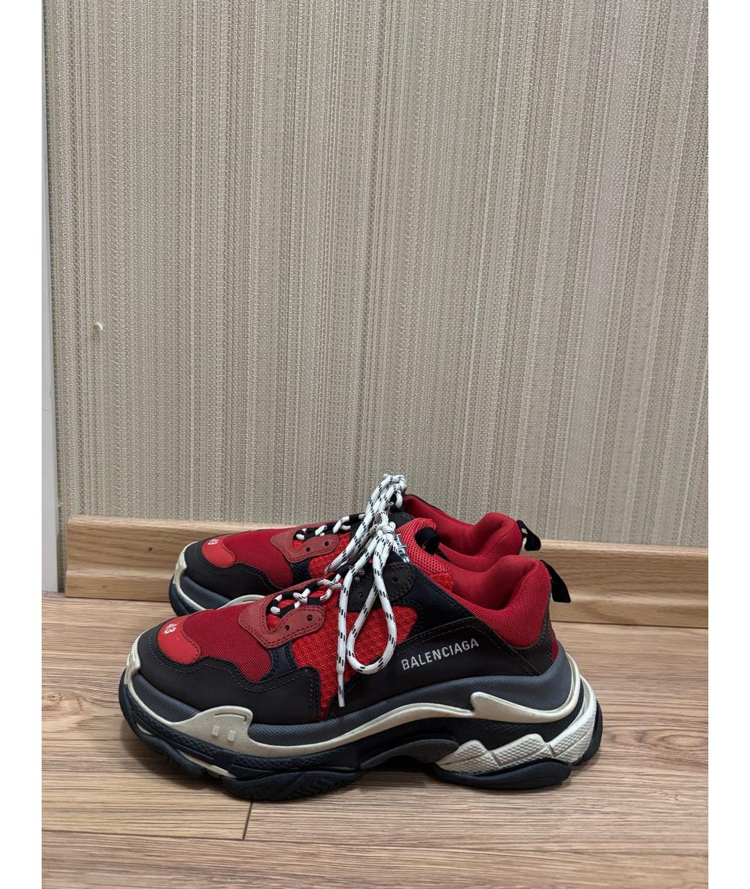 BALENCIAGA Красные текстильные низкие кроссовки / кеды, фото 7